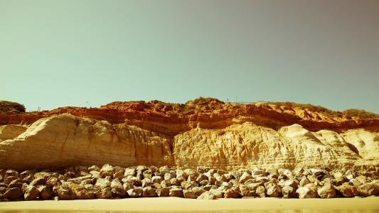 棕色, 灰色, 山脉, 岩石, 白天, 海滩, 沙子
