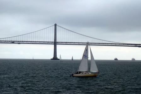 湾, 桥梁, 三藩市, 奥克兰湾大桥, 钢缆绳, 帆船, 帆船