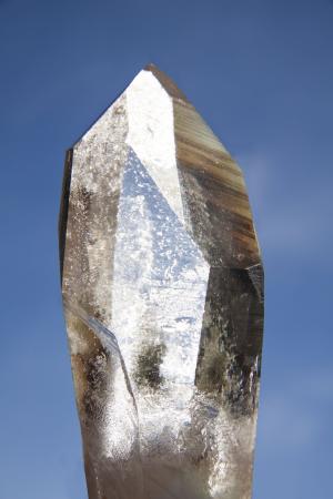 纯石英, 岩石水晶, 矿产, 三角, 棱镜表面, 二氧化硅, 透明