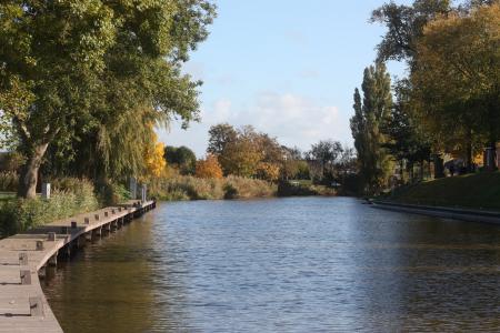 河, 景观, 秋天, 脚手架, 树木, 水