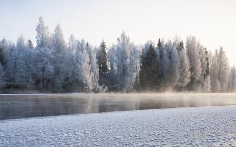 冬天, 河, 弗罗斯特, 冰, 流量, 冬季景观, 白雪皑皑