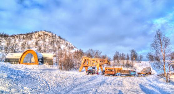 挪威, 希尔克内斯, 建筑, 雪移动, 雪橇, 马木结构, snowhotel 景观