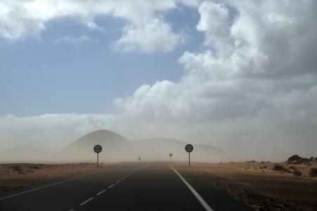 沙漠, 道路, 沙子, 期待, 风, 干, 令人沮丧