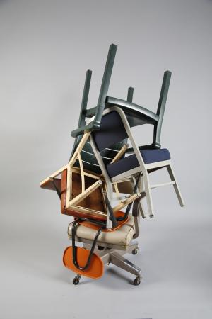 椅子, 蓝色, 橙色, 工作室, 堆叠
