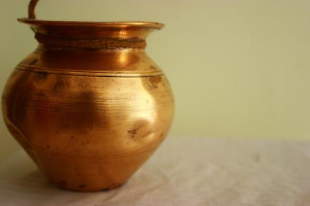 铜, 壶, 容器, 古董, 老, 一轮, 花瓶