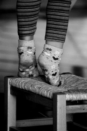 双脚, 袜子, 凳子, 小女孩, 小, 房子