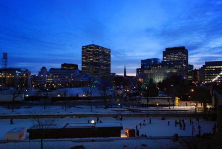 城市, 灯, 晚上, 冬天, 渥太华, 加拿大, 城市