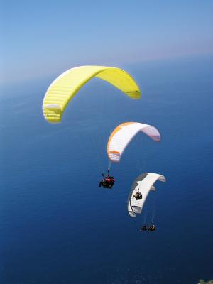 滑翔伞, 降落伞, 天空, 空气, 滑翔伞, dom, 冒险