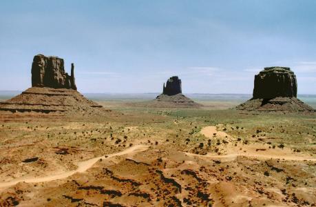 纪念碑谷, 砂岩, 巴茨, 亚利桑那州, 沙漠, 景观, 美国