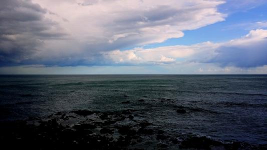 海, 云彩, 风暴, 天空, 蓝色, 灰色, 剩饭剩菜