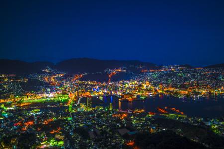 夜景, 长崎, 日本, 九州, 城市景观, 光, 世界上三个主要夜景