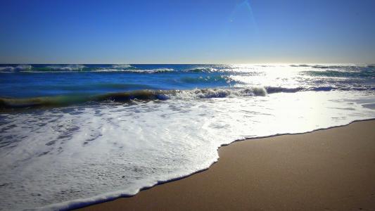 海滩, 海, 沙子, 波, 地平线, 自然, 海岸线
