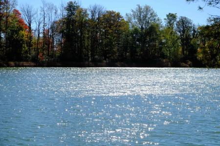 湖, 淡水, 太阳的光, 秋天的颜色, 自然