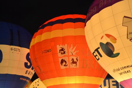 气球, 热气球, 飞行, 晚上, 布里斯托尔, 英国, 热气球