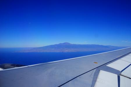 飞, 飞机, 翼, 天空, 云彩, 蓝色, 特内里费岛
