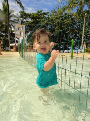 贝贝, 游泳池, 快乐, 小男孩, 微笑