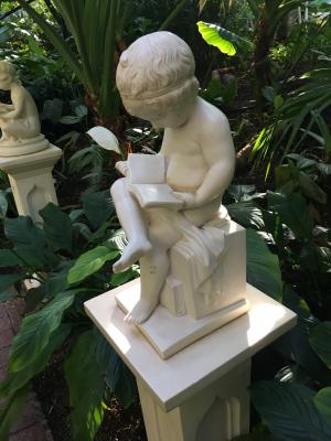 阅读, 书, 坐, 儿童读物, 雕像, 花园, 阅读书籍