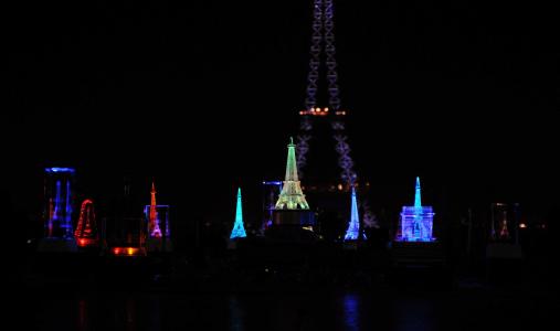 埃菲尔铁塔, 晚上, 回忆, 建筑, 纪念碑, 巴黎, 法国