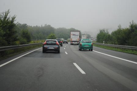 驾驶学校, 驾驶一辆车, 街道, 公路, 德国, 交通, 雾