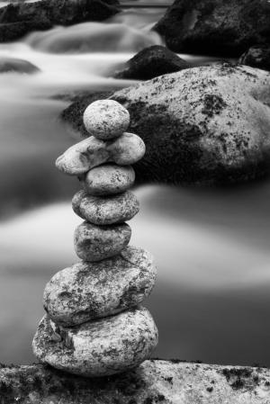 石头, 堆栈, 黑色白色, 禅宗, 岩石, 平衡, 自然