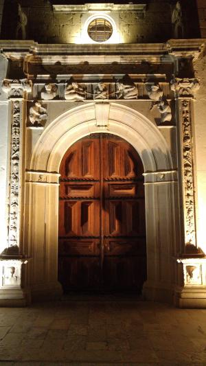 教会, 门, 晚上, 电弧, 葡萄牙, moncarapacho