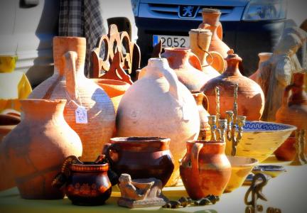 陶器, 跳蚤市场, 西班牙, 罐子里