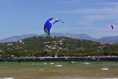 海滩, kitesurf, 风, 云彩, 假日