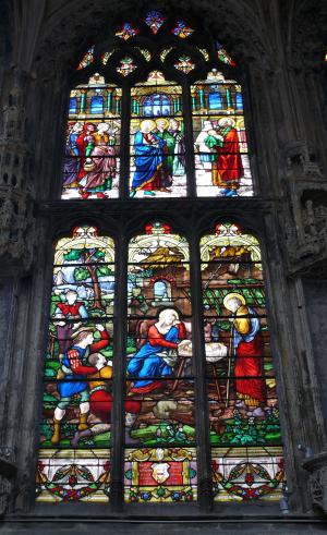 彩色玻璃窗口, 彩色玻璃, 教会, 迪耶普, 法国