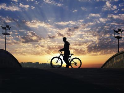 反向光, 掩蔽, photoshop, 自行车, 剪影, 骑自行车, 日落