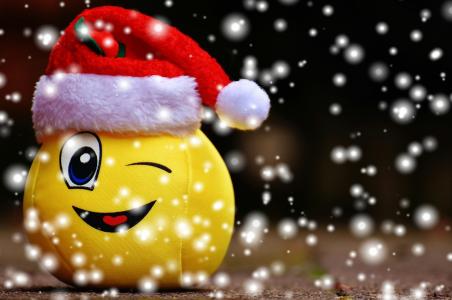 圣诞节, 笑脸, 雪, 有趣, 笑, 传情动漫, 圣诞老人的帽子