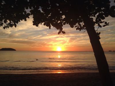 日落, 海滩, 海洋, 哥斯达黎加, 浪漫, 度假, 放松