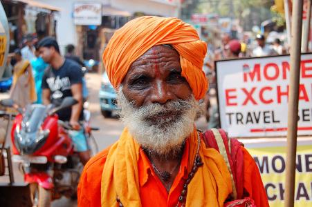 胡子, 那位老人, 头巾, 印度, 印度, 街道, 人群