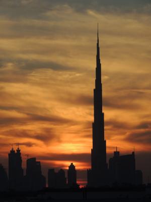 迪拜塔, 在顶部, 伸出, 迪拜, 城市, 摩天大楼, 建设