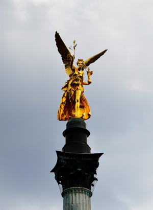 和平天使, 黄金, 慕尼黑, 雕像, 著名的地方, 建筑, 天空