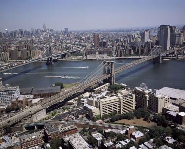 布鲁克林大桥, 曼哈顿, 天际线, 视图, 具有里程碑意义, 纽约, 纽约城