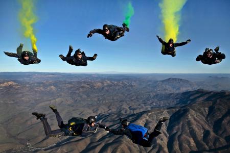 加利福尼亚州, 伞兵, 跳伞, 耀斑, 多彩, 天空, 景观