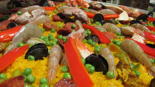 西班牙海鲜饭, 食品, 虾, 海鲜, 西班牙美食, 美味, 飞碟