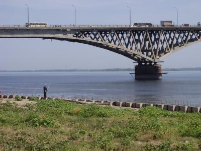 桥梁, 河, 水, 俄罗斯, 捕鱼, 桥-男人作结构