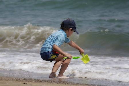 海滩, 儿童, 沙滩游戏, 夏季, 沙子, 海, 乐趣