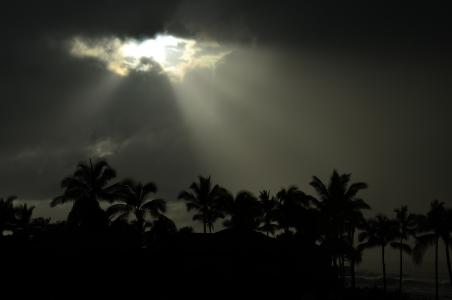 天空, 云彩, 太阳, 阳光, 黑暗, 风暴, 夏威夷