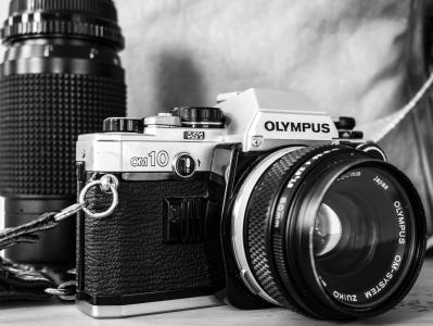 黑色和白色, 相机, 电影, 镜头, 老, 奥林巴斯, 摄影