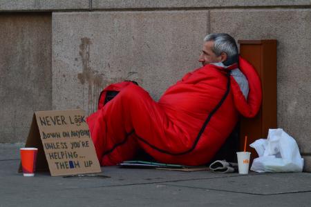 无家可归的人, 无家可归者, 建议, 橙色衣服, 标志, 橙色, 更换杯