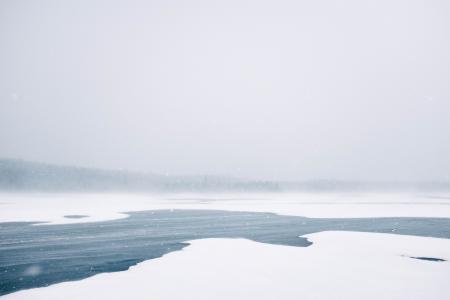 冻结, 河, 湖, 冰, 冬天, 感冒, 下雪了