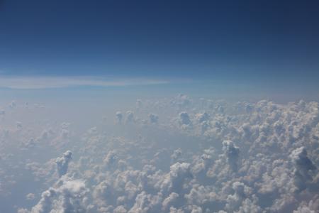 云彩, 高, 飞机, 天空, 地平线, 空间, 未来