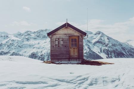 小木屋, 山, 雪, 冬天, 欧洲阿尔卑斯山, 自然, 欧洲