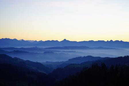 stockhorn, nebellandschaft, 伯尔尼阿尔卑斯山, 爱蒙塔尔, 山脉, 高山, 伯尔尼高地