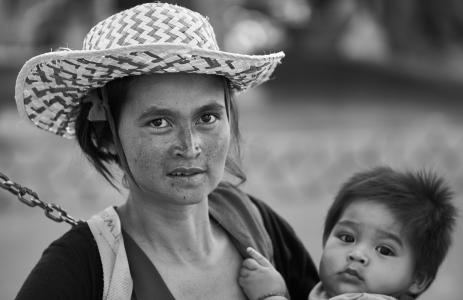妈妈, 帽子, 妇女, 纪录片, 儿童, 黑色和白色, 柬埔寨