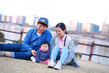 家庭, 朝鲜语, 宝贝, 微笑, 父母, 儿童