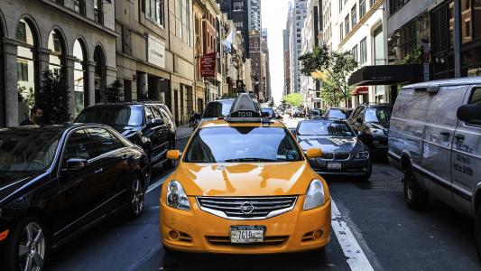 出租车, 汽车, 驾驶, 纽约城, 公共交通, 街道, 出租车
