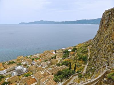 莫奈姆瓦夏, 村庄, 希腊, 屋顶上, 沿海, 风景名胜, 历史